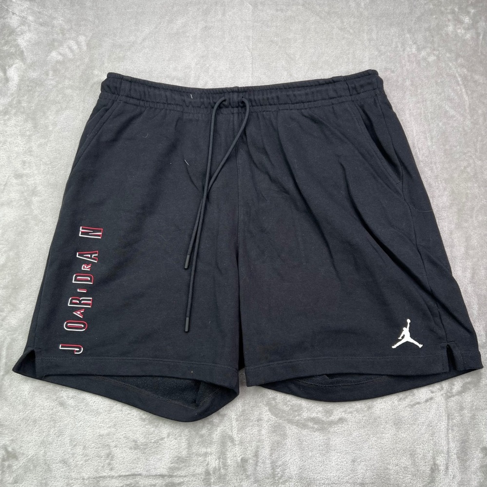 Jordan French Terry Shorts Mens XL Black Solid Drawstring Pockets Jumpman‎ Logo